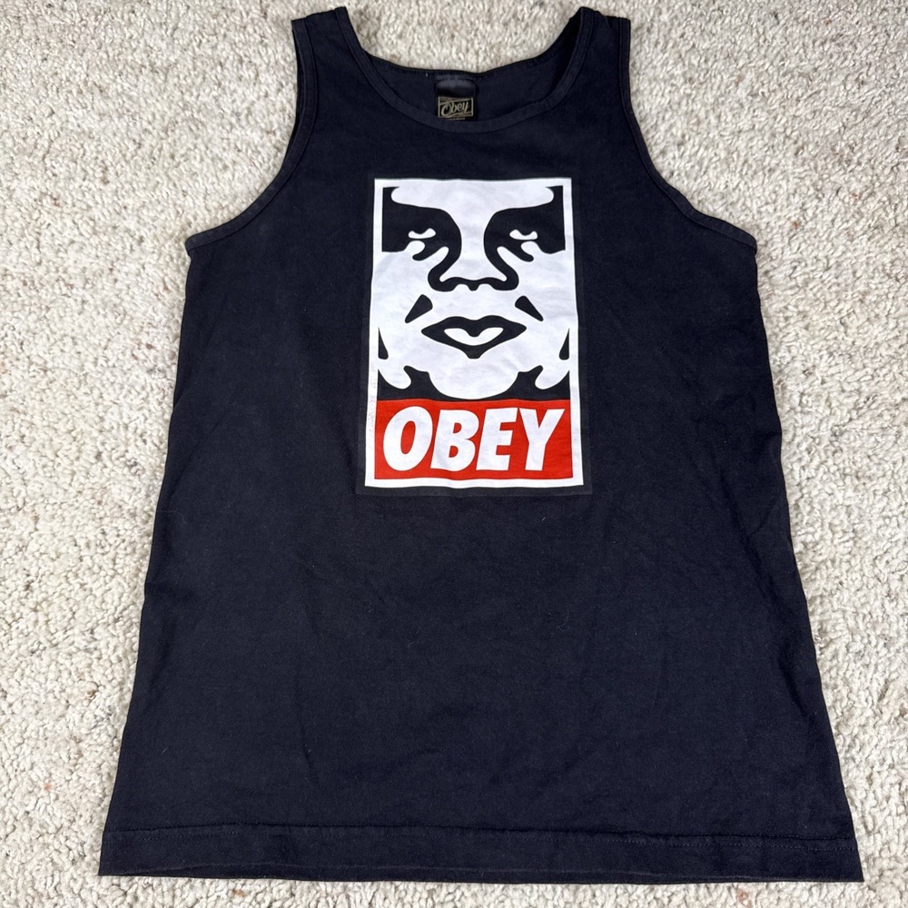 Rare Obey Andre The Giant Face Icon Tank Top Black Mens Small Streetwear Graphic